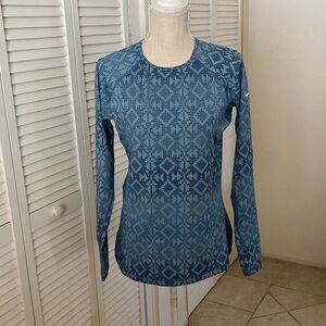 Nike Blue Geometric Patterned Long Sleeve‎ Tee Warm size L